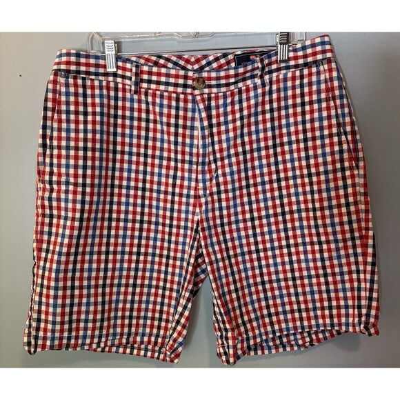 Vineyard Vines Red white and blue checkered Breaker shorts size 36 100% Cotton - Picture 1 of 6